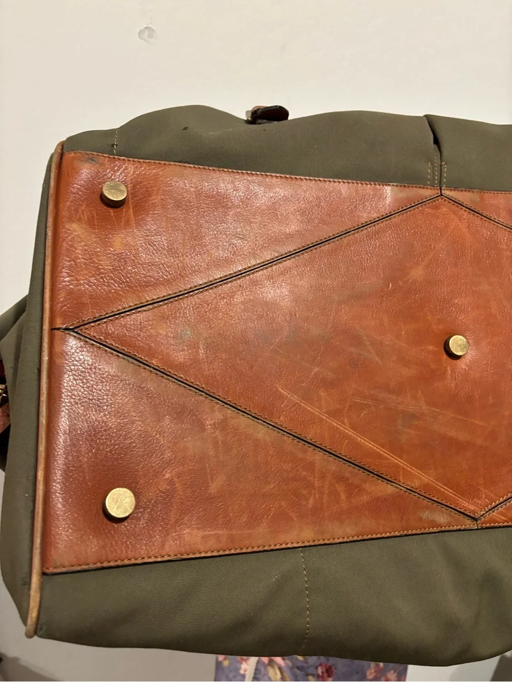 Trafalgar Olive Green and Brown Leather Trim Weekender duffle Bag